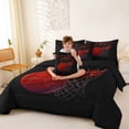 thumbnail image 3 of Castle Fairy Cartoon Red Basketball Hoop Full Size Bedding Sets 7 Pieces, Sports Court Art Full Size Bed in a Bag, Black Red,Black Reversible, 3 of 7