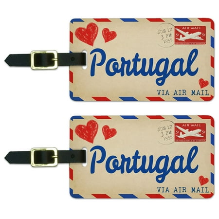 Portuguese Air - Graphics and More Air Mail Postcard Love for Portugal Luggage Tag Set