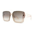 thumbnail image 3 of Womens Rectangle Rimless Thick Plastic Retro Designer Sunglasses Peach Brown Mirror, 3 of 4
