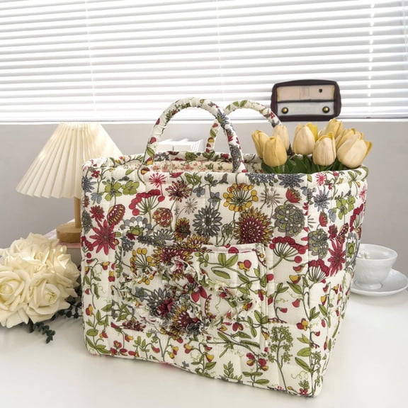 Floral Print Fabric Storage Basket - Versatile Home Organizer for Living Room, Bathroom & Bedroom, Ideal for Clothing & Household Items