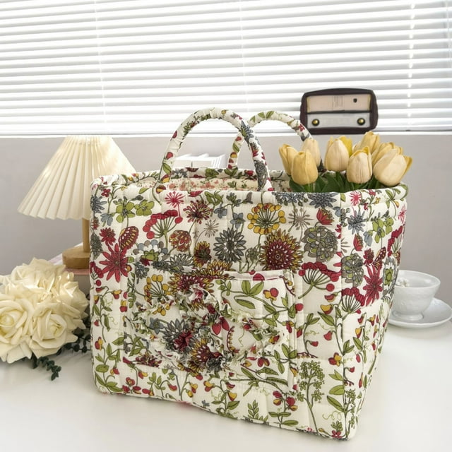 Home Textile Storage Fabric Organizer for Living Room Bathroom and Bedroom with Floral Print Design for Clothes and Item Storage Durable Polyester Blend Home Organization Solution