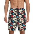 thumbnail image 1 of Fotbe rock record Skull artist Pantalones Cortos de Pijama para Hombre, Ropa de Dormir, Pantalones de Pijama Cortos para Hombre-Small, 1 of 6