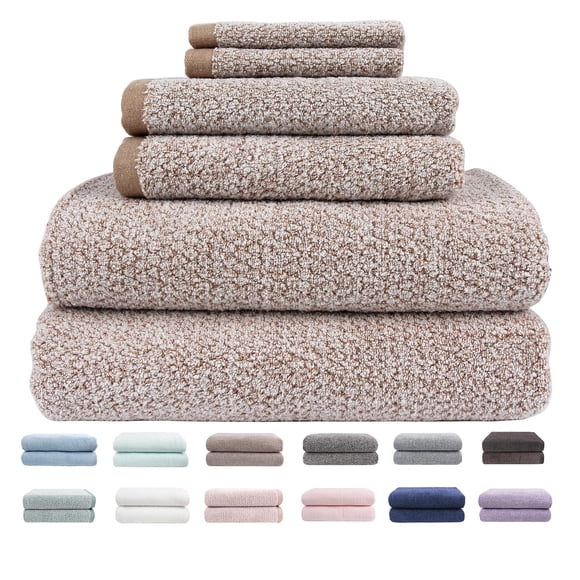 Everplush Ensemble de 6 Serviettes de Bain en Jacquard Diamant, Serviettes de Bain Surdimensionnées Luxueuses Ultra Douces, Serviettes Très Absorbantes et à Séchage Rapide pour Salle de Bain Brun