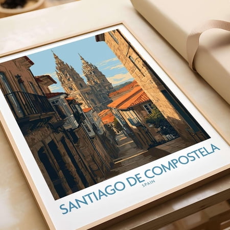 Santiago De Compostela Cathedral Print Historic City Poster