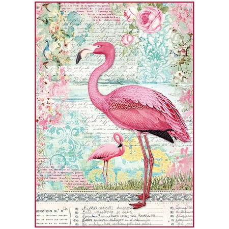 - Pink Flamingo - Stamperia Rice Paper Sheet A4