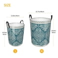 thumbnail image 3 of LNWH Laundry Basket, Indian Blue Geometric Ethnic Art Pattern Foldable Laundry Hamper with Handles Waterproof, Medium Size, 3 of 8