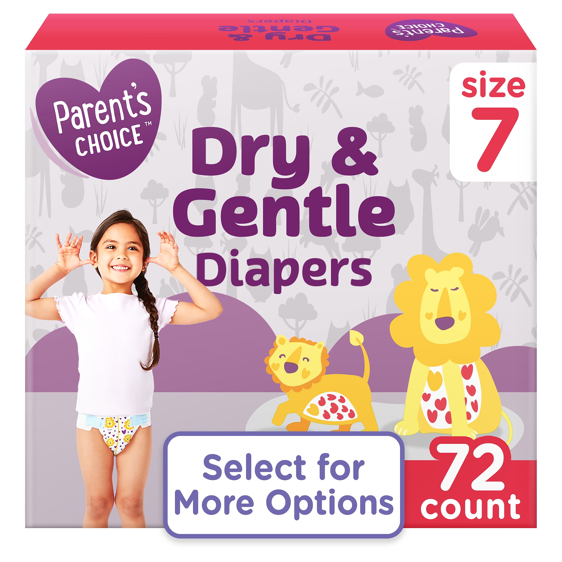 Parent's Choice Dry & Gentle Diapers Size 7, 72 Count (Select for More
