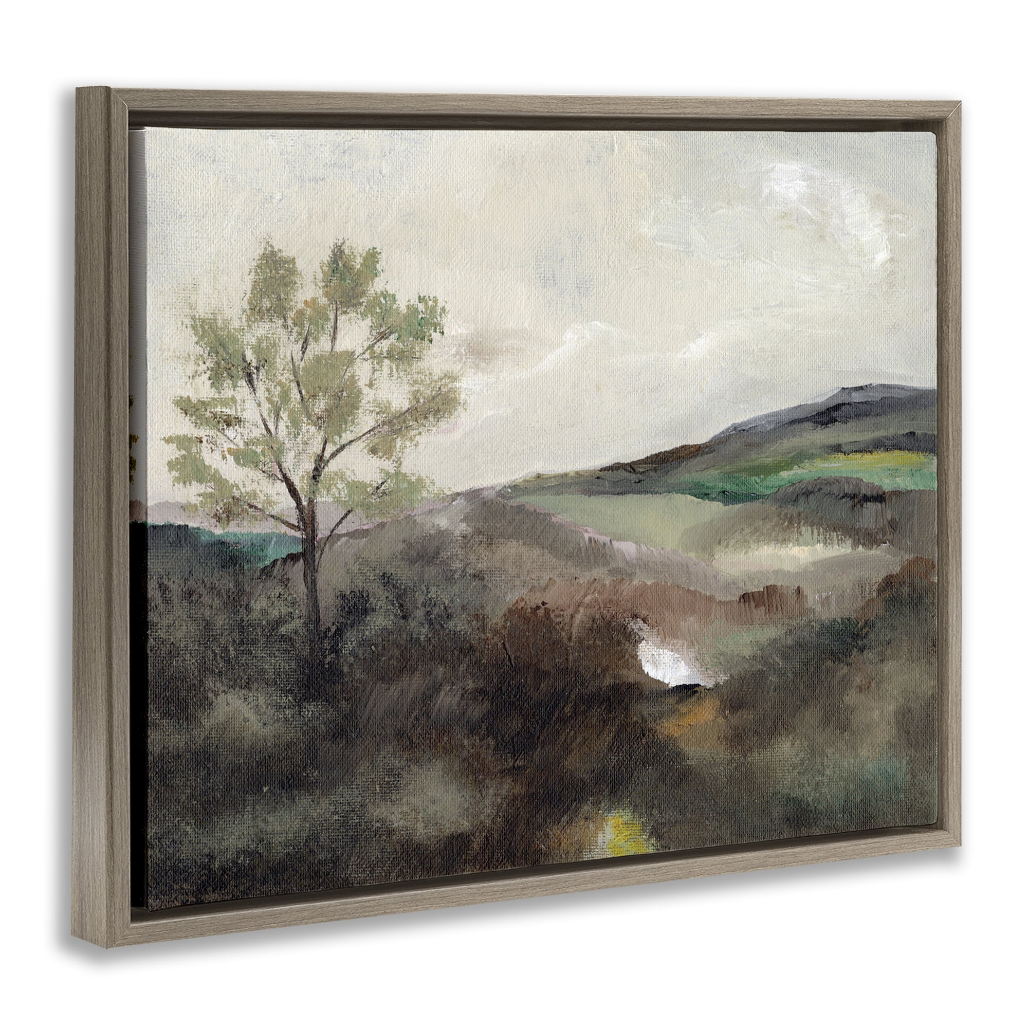 Stupell Industries Beige Toned Landscape Landscape & Nature Painting Brown Floater Framed Canvas Art Print Wall Art, 21 x 17