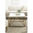 thumbnail image 7 of Kate and Laurel Kaya Modern Glam Coffee Table, 28 x 28 x 18, White and Painted Gold, Square Two-Tone Living Room Table with Geometric Metal Base and Mixed Materials Design, 7 of 7