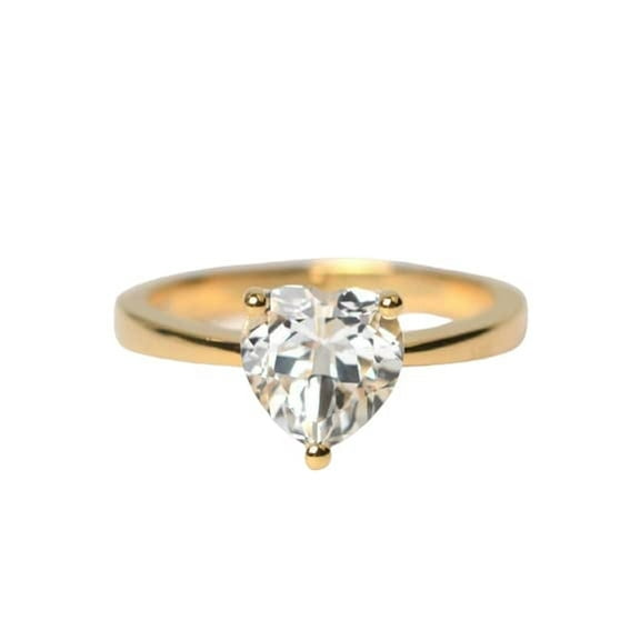 HeartsAndYou 1ct Engagement Ring for Women Heart Cut Moissanite Solitaire Design 18k Yellow Gold Over Silver