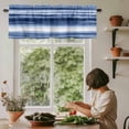 thumbnail image 4 of Blue Abstract Waves Valances for Windows, Rod Pocket Kitchen Valance Curtains - Soft & Washable Small Window Treatment for Living Room, Bathroom, Stripes Watercolor Gradient 42x12inch, 1 Panel, 4 of 9