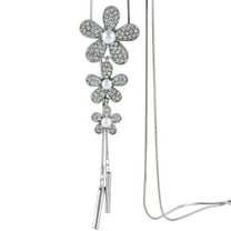 Necklaces for Womennecklaces & Pendants Chain Necklace Rhinestone Inlaid Jewelry Gift 3 Flowers Sweater Chain Long Necklace for Dating Rhinestone Alloy (Silver )