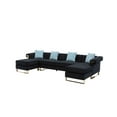 thumbnail image 2 of Maddie Gray Velvet 5-Seater Double Chaise Sectional Sofa Throw Pillows, 2 of 3
