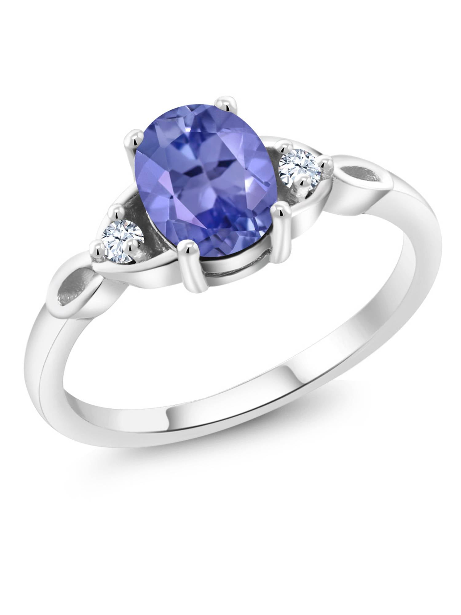 1.22 Ct Oval Blue Tanzanite 925 Sterling Silver Ring by
