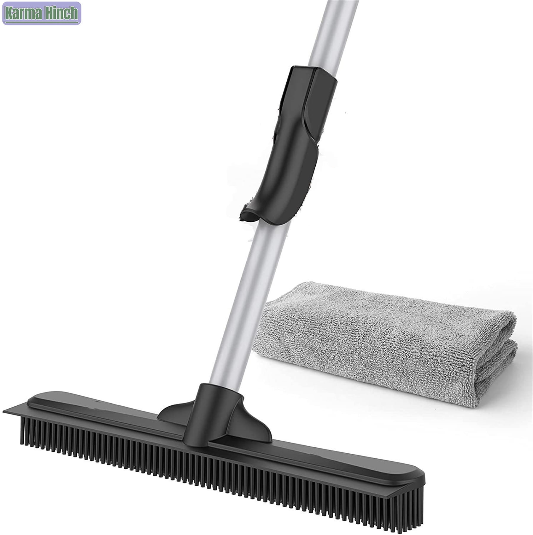 ITTAHO Rubber Broom Carpet Rake with Silicone Squeegee for Removing Dust  Pet Hair