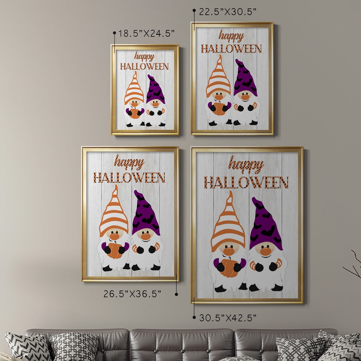 Halloween Gnomes Premium Framed Print - Ready to Hang