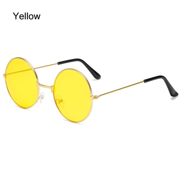 Fashion Women Men Party Hippie Metal Sunglasses Eyewear Circle Glasses Round Sunglasses YELLOW