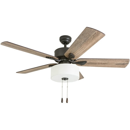 

Prominence Home 50568-35 Snowden Farmhouse 52-Inch Aged Bronze Indoor Ceiling Fan LED White Linen Fabric Shade Barnwood/Tumbleweed Blades