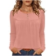 thumbnail image 2 of Camisas de Manga Corta para las Mujeres Casual Color Sólido Blusas Plisadas, Moda Cuello Redondo Tops de Verano para la Fiesta, 2 of 8
