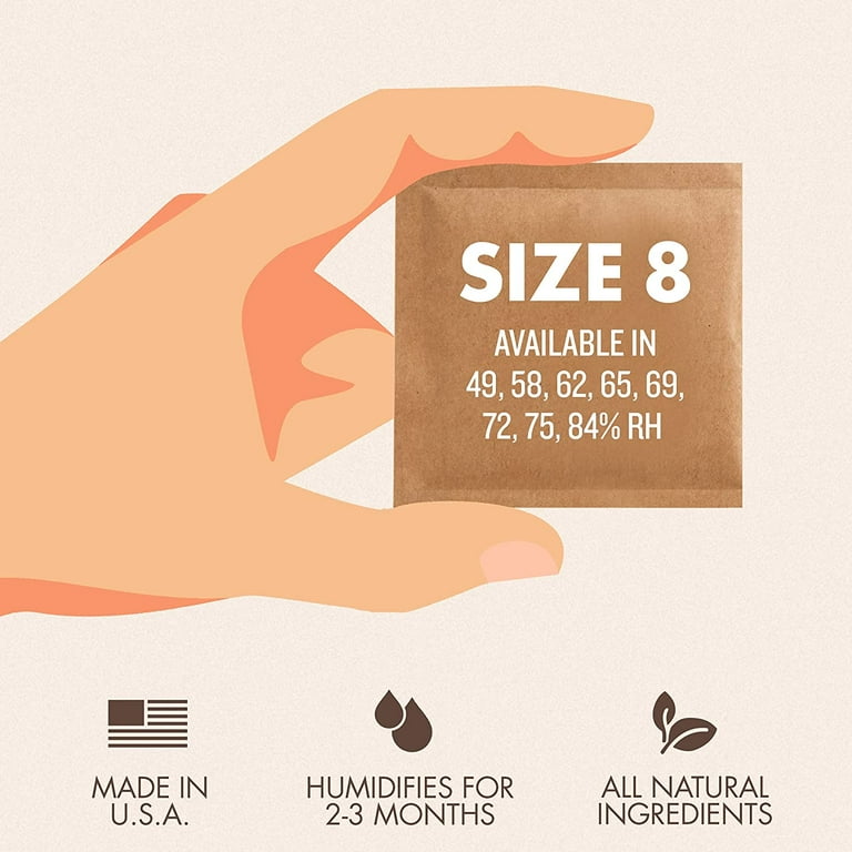Boveda 62% RH 2-Way Humidity Control | Size 8 Protects Up to 1 Oz | 10-Count