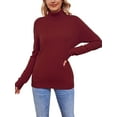 thumbnail image 4 of COMOSOFFER Red Turtleneck Lightweight Sweaters for Women Soft Sweaters Womens Turtleneck Long Sleeve Pullover Knit Sweater Tops, 4 of 7