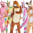 thumbnail image 2 of Kigurumi-Pijama de una pieza de unicornio para mujer y hombre, ropa de dormir de franela, disfraz de dibujos animados, mono de Animal, 2 of 6