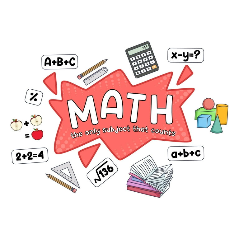 Home Wall Decal - Math Only Subject that Counts - Cute Learning Design Math  Text with Cute Shapes and Formulas - Proudly Hand Made Decal - Size: 10  In(W) x 7 In(H) - Walmart.com