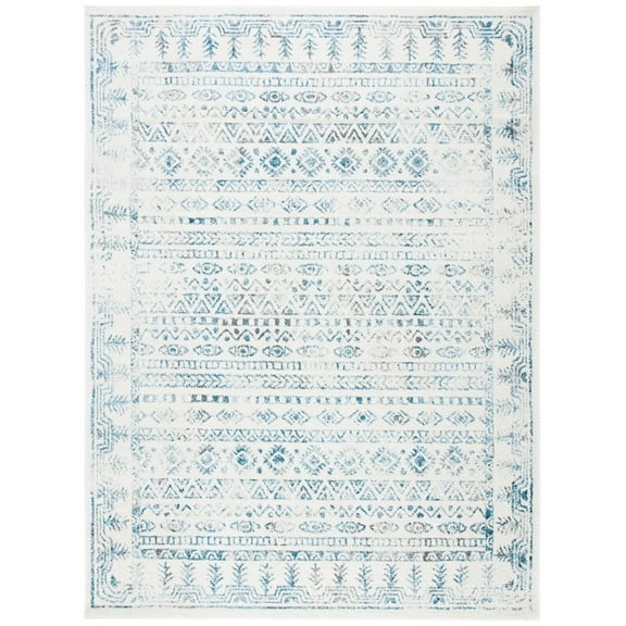 SAFAVIEH Tulum Flint Distressed Southwestern Area Rug, 8' x 10', Ivory/Teal