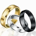 thumbnail image 2 of 6mm Black/Silver/Gold Stainless Steel Smooth AAA Cz Band Men Women' Couple Rings, 2 of 8