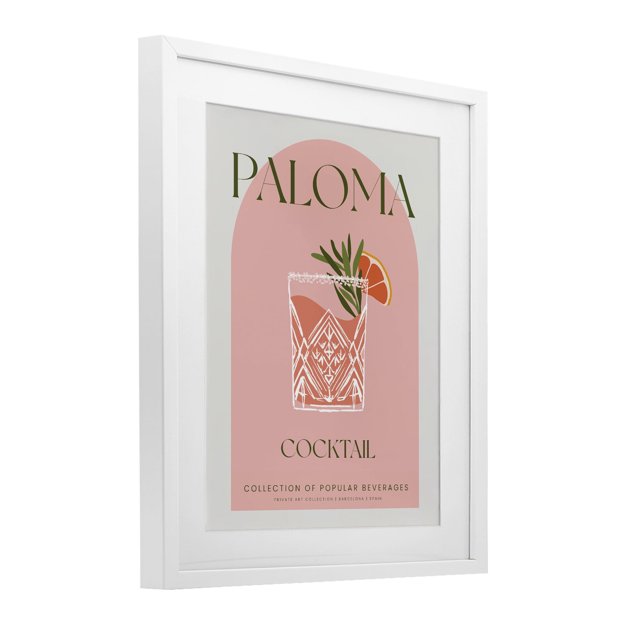 Stylish Retro Paloma White Framed Print Under Glass, design by Lil' Rue