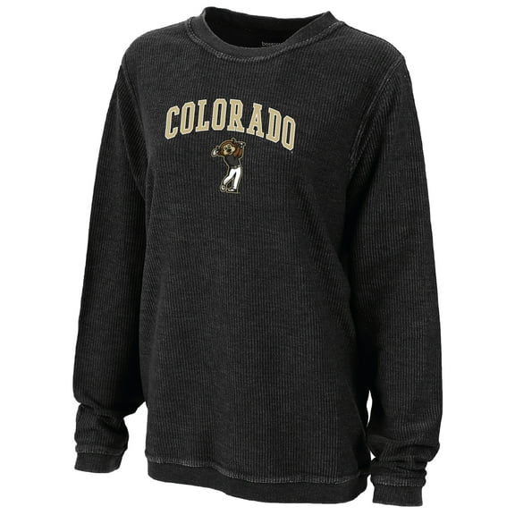 Women's Boxercraft Black Colorado Buffaloes Rally Corduroy Pullover Sweatshirt