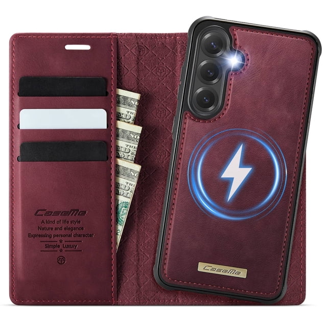 Funda Billetera Desmontable Magnética 2 en 1 Magsafe para Samsung Galaxy S24 Plus con Tarjetero para Mujer y Hombre,Cuero PU Retro 【Bloqueo RFID】 Funda con soporte a prueba de golpes