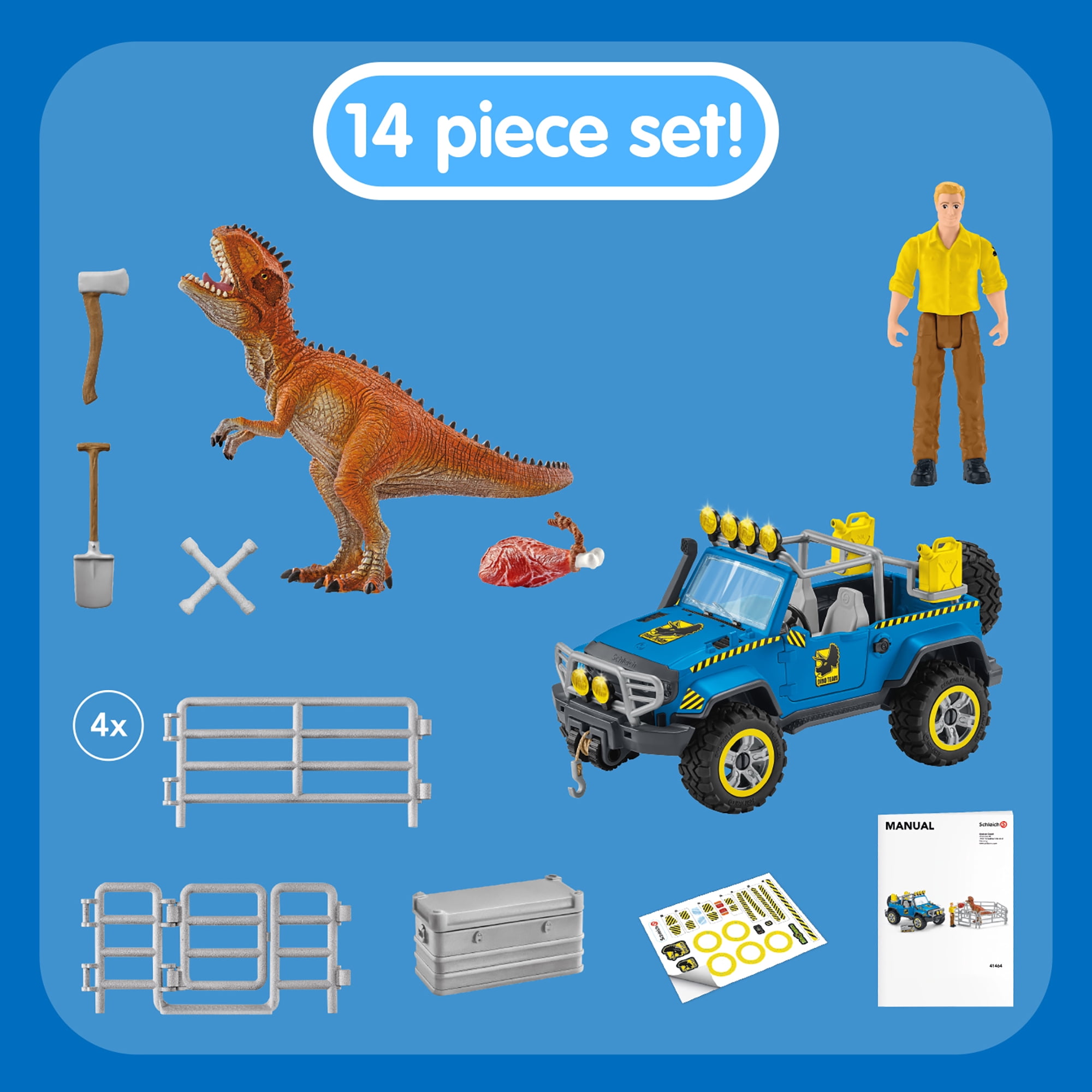 Schleich Off-road Vehicle With Dinosaur Outpost Jeep Car Vehicle Playset (15 Pieces)