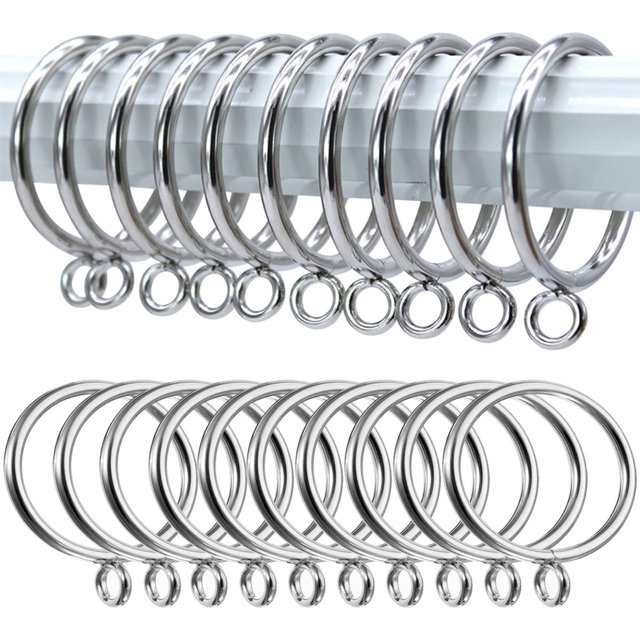 Paquete de 50 anillos de cortina de metal de 38 mm, anillos de ojales deslizantes para cortinas, anillos colgantes para barras de cortina, barras y cortinas, cortinas de ducha (plata) LingWen 8390606050472