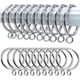thumbnail image 1 of Paquete de 50 anillos de cortina de metal de 38 mm, anillos de ojales deslizantes para cortinas, anillos colgantes para barras de cortina, barras y cortinas, cortinas de ducha (plata) LingWen 8390614122789, 1 of 1