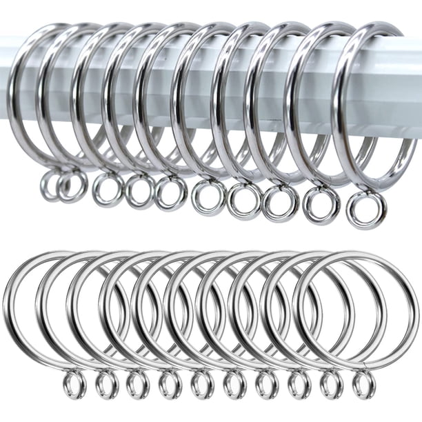 Paquete de 50 anillos de cortina de metal de 38 mm, anillos de ojales deslizantes para cortinas, anillos colgantes para barras de cortina, barras y cortinas, cortinas de ducha (plata) LingWen 8390614122789