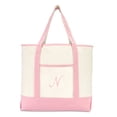 thumbnail image 2 of DALIX Women's Cotton Canvas Tote Bag Large Shoulder Bags Pink Monogram N, 2 of 8