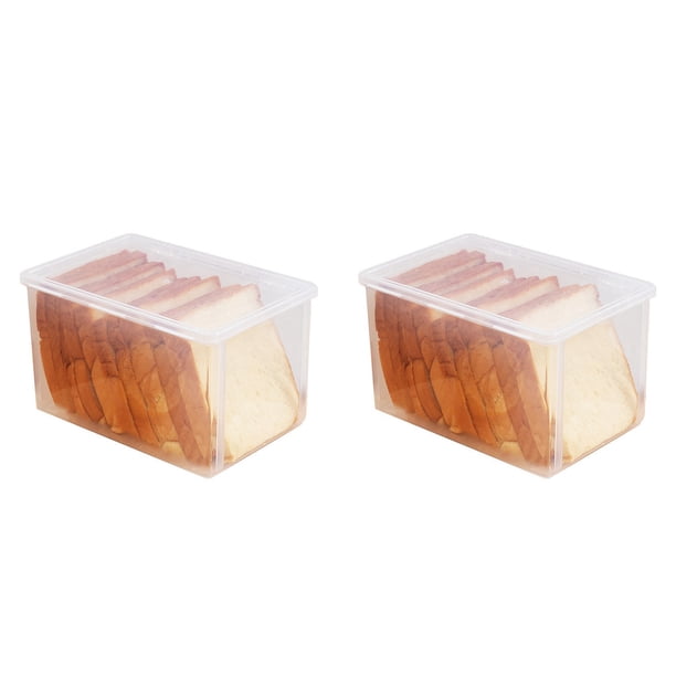 2X Recipientes Herméticos para Almacenamiento de Pan, Caja de Plástico Reutilizable para Pan, Dispensador de Pan Transparente, Contenedor de Pan Más Fresco