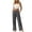 Dark Gray, variant on Women's Elastic Waist Drawstring Textured Straight Leg Slit Pants, Breathable Comfort Trousers for Daily Commute & Modern Style Beige XXL