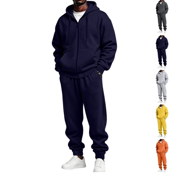 HAJWOH Men's Tracksuits 2 Piece Sets Full Zip Hoodie and Sweatpant Athletic Jogging Casual Outfits For Men