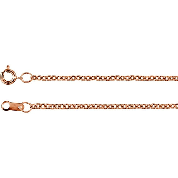 10k Rose Gold 1.5mm Solid Cable 18 Inch Chain Chain Necklace for Women and Men - 2.0 Grams