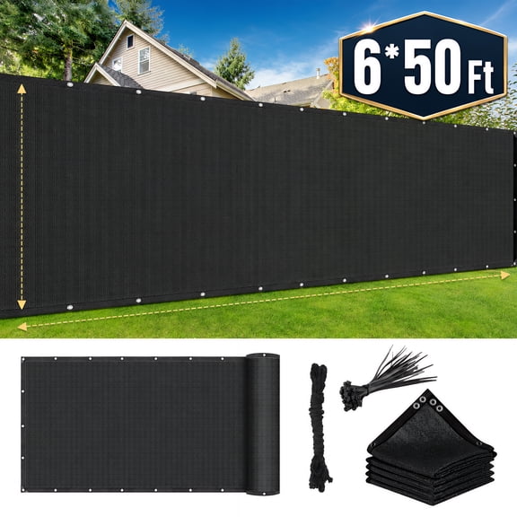 AMTPM Fence Privacy Screen, 6x50ft Heavy Duty HDPE Privacy Fence Screen with 90% UV Blockage, for Yard, Pool, Patio, Outdoor Privacy Protection