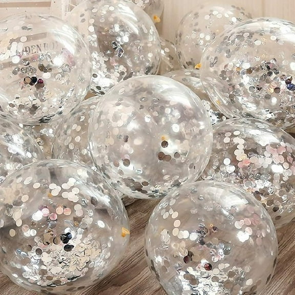 KIRIKOU 24 pcs Silver Confetti Balloons for Birthday Wedding Christmas Graduation Party Decoration