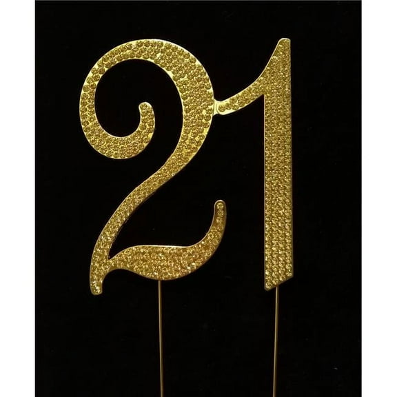 Tian Sweet 33015-21g 21th Rhinestone Cake Topper - Gold