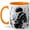 Orange, variant on Manga Shadow Warrior Coffee Mug, Dark Fantasy Anime Mug, Gamer Birthday Christmas Gift for Men, Black Blue Energy Fighter Character Art, 11 oz White Ceramic Coffee Cup