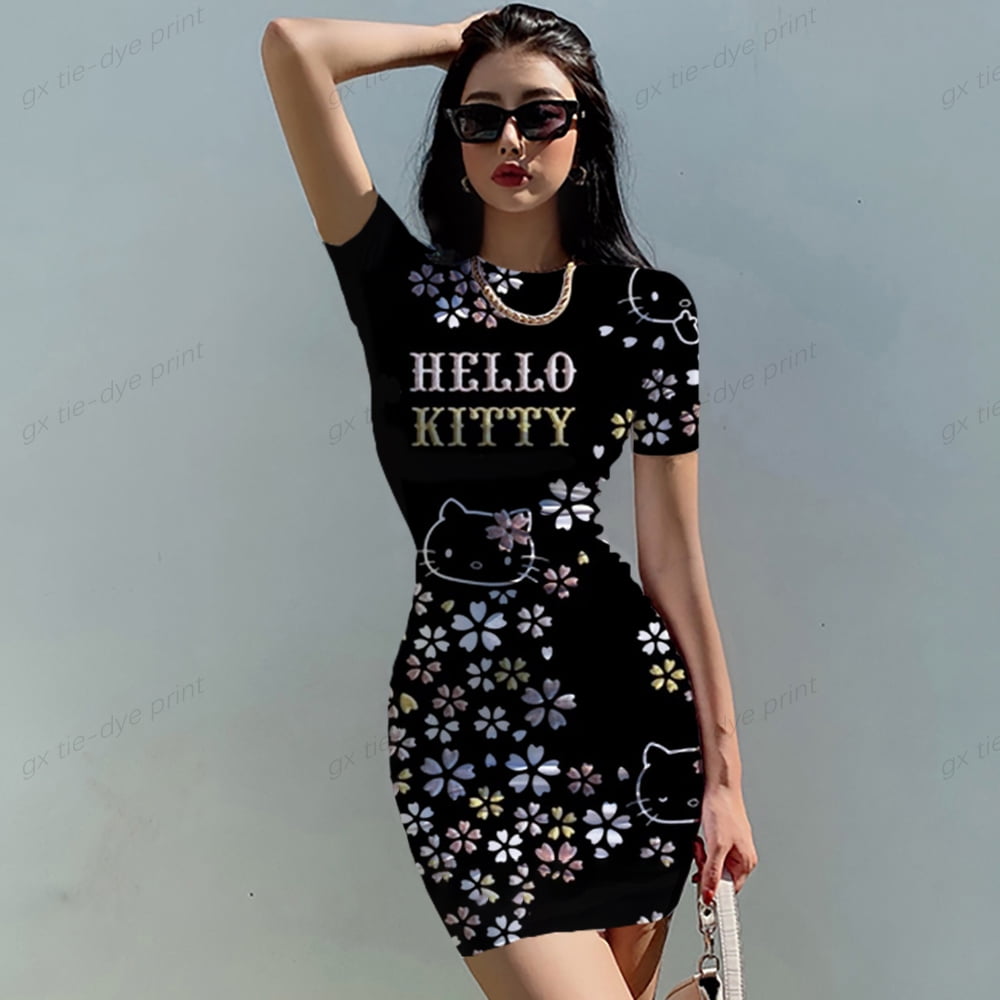 hello kitty bodycon dress SANRIO 1pc Hello Kitty Pink Casual Cute & Comfortable Minimalist Slip Dress For Women