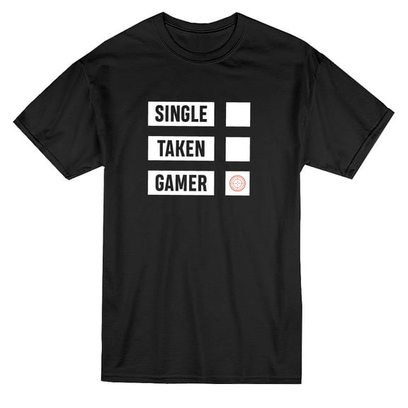 Single Taken Gamer Checklist Graphic Men Black T-Shirt, Male x-Large