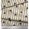 thumbnail image 2 of Soimoi Brown Cotton Voile Fabric Feather & Bottle Vase Stripe Fabric Prints By Yard 42 Inch Wide, 2 of 3