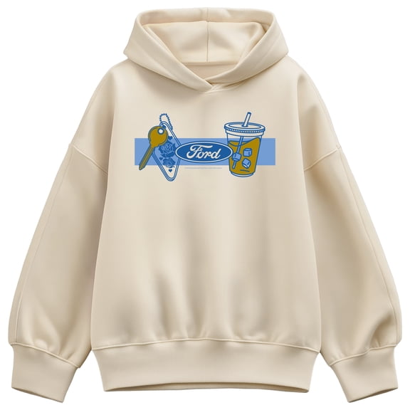 Ford - Coffee and Keychain - Women's Oversized Fleece Hoodie Sweatshirt