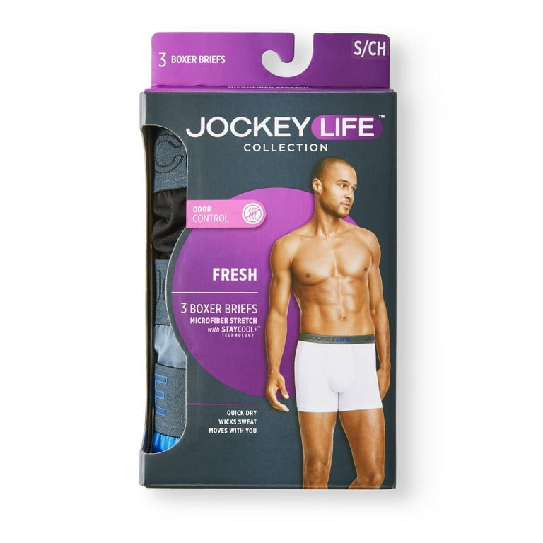 Jockey Life Men's Fresh Microfiber Boxer Brief, 3-Pack, S 